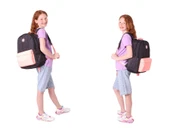 Kaukko Çizgi Desenli Siyah Somon Kız Çocuk Üçlü Okul Çanta Seti thumbnail 4