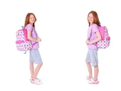 Kaukko Nature Üçlü Kız Çocuk Okul Çanta Seti - Pembe - Dama Desenli thumbnail 4