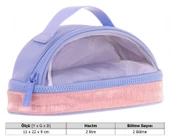 Kaukko Crescent Taşıma Saplı Kız Çocuk İki Gözlü Kalemlik - Mavi Pembe, Şeffaf Cepli - K2726 thumbnail 3