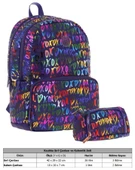 Kaukko Shine Kız Çocuk XOXO Desenli Lacivert İlkokul, Ortaokul Sırt Çantası ve Kalemlik Seti thumbnail 2