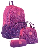 Kaukko Dots Mor Nokta Desenli Kız Çocuk Üçlü İlkokul ve Ortaokul Çanta Seti thumbnail 1