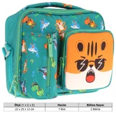 Kaukko Erkek Çocuk, Yeşil Turuncu, Aslan Baskılı Isı Yalıtımlı Üç Bölmeli (Matara Cepli) Okul Beslenme Çantası L7254 thumbnail 3