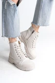 JET-BLOOM Bağcıklı Fermuarlı Ortopedik TabanKadın Bot  CKT - Krem thumbnail 1