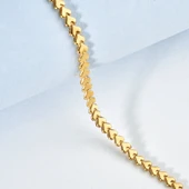 14 Ayar Altın Kaplama Zarif Birbirine Geçmeli Kalp Gümüş Bileklik - BP00106 thumbnail 3