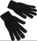 Unisex Triko Dokuma Eldiven - Siyah - 2