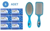 LUX Lüx Sabun Mavi 80 Gr. Aqua Sparkle 6 Adet Sabun Saç Fön Fırçası Oval Saç Fırçası Tarak 1+1 Adet - 1