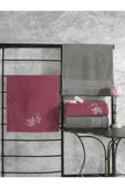 Colorful %100 Pamuk Hamam Havlu Seti Gri Pembe - 1