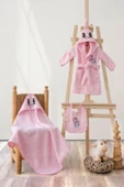 Cottonbox Baby Bornoz Seti Bornoz + Kundak + Önlük Unicorn Pembe - 1