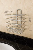 Krom Yapışkanlı Diş Fırçalık - Duvar Tipi, Çok Amaçlı Organizer - Paslanmaz Metal - DŞ-01 - 4
