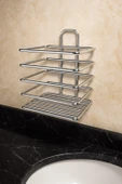 Krom Yapışkanlı Diş Fırçalık - Duvar Tipi, Çok Amaçlı Organizer - Paslanmaz Metal - DŞ-01 - 2