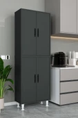 AEKA Ae-2086 Bala Antrasit Çok Amaçlı Mutfak Dolabı&banyo Dolabı, Kiler, 4 Kapaklı, Raflı, Ayaklı - 2