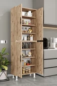 AEKA Ae-2086 Bala Atlantik Çam Çok Amaçlı Mutfak Dolabı&banyo Dolabı, Kiler, 4 Kapaklı, Raflı, Ayaklı - 1