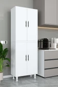 AEKA Ae-2086 Bala Beyaz Çok Amaçlı Mutfak Dolabı&banyo Dolabı, Kiler, 4 Kapaklı, Raflı, Ayaklı - 2