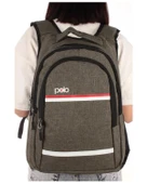 Temel My Polo Sırt Çantası Kırmızı Beyaz Çizgili Haki 8860 thumbnail 2