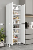 AEKA Ae-2086 Bala Beyaz Çok Amaçlı Mutfak Dolabı&banyo Dolabı, Kiler, 4 Kapaklı, Raflı, Ayaklı - 1