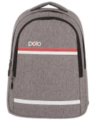 Temel My Polo Sırt Çantası Kırmızı Beyaz Çizgili Gri 8860 thumbnail 1