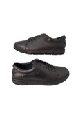 BEREN Siyah Düz Bağcıklı - Hakiki Deri Erkek Spor Ayakkabı thumbnail 1