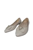 Shoes La Meira Shoes Kadın Krem V Tokalı Günlük Şık Babet Lmra310-23 - 2