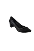Lameira La Meira Siyah Kapalı Taşlı Kalın Alçak Topuklu Şık Ayakkabı thumbnail 3