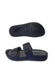 ALC Eren Erkek Lacivert Çift Tokalı Ortopedik Taban Günlük Şık Terlik alc210-77 - 4
