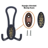 Palmira Portmanto Vestiyer Duvar Askısı Metal Dolap Elbise Askılığı Mat Siyah Desenli thumbnail 4