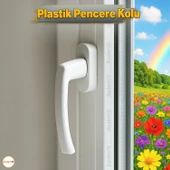 Beyaz PVC Pencere Kolu Pimapen Uyumlu, Sağ-Sol Açılır, Yedek Balkon Vidalı Plastik Kol Mekanizması thumbnail 2