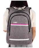 Temel My Polo Sırt Çantası Pembe Beyaz Çizgili Gri 8860 thumbnail 2