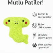 Kedi Oyuncağı Catnip ve Zilli İnteraktif, Rahatlatıcı Oyun Arkadaşı - Yeşil Çekiç Kafa - 3