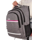 Temel My Polo Sırt Çantası Pembe Beyaz Çizgili Gri 8860 thumbnail 3