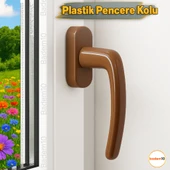 Kahverengi PVC Pencere Kolu Pimapen Uyumlu Sağ-Sol Açılır Yedek Balkon Vidalı Plastik Kol Mekanizma thumbnail 2