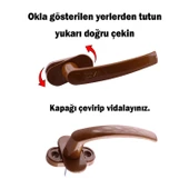 Kahverengi PVC Pencere Kolu Pimapen Uyumlu Sağ-Sol Açılır Yedek Balkon Vidalı Plastik Kol Mekanizma thumbnail 3