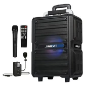 Shile SL-2017 50 Watt Taşınabilir Seyyar Aktif Amfi Hoparlör Kablosuz EL + Yaka Mikrofonlu USB+SD+BT Kumandalı thumbnail 1