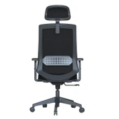 Casella Teknik Ofis Mobilyaları Pordo Fileli Ayarlanabilir Kol Hareketli Bel Destekli Siyah Yönetici Çalışma Koltuğu - 5