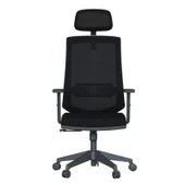 Casella Teknik Ofis Mobilyaları Pordo Fileli Ayarlanabilir Kol Hareketli Bel Destekli Siyah Yönetici Çalışma Koltuğu - 3