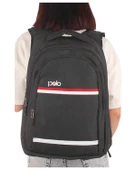 Temel My Polo Sırt Çantası Kırmızı Beyaz Çizgili Füme 8860 thumbnail 2