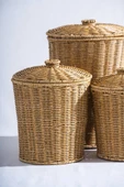 Nomad 3 lü Kapaklı Hasır Sepet Seti thumbnail 2
