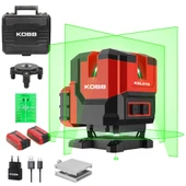 KOBB KBL41G 30Metre 4x90⁰/1x360⁰ Otomatik Hizalamalı Li-ion Çift Akülü Profesyonel Yeşil Çapraz Çizgi Lazer Distomat - 1