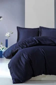 Elegant Saten Çift Kişilik Nevresim Takımı - Lacivert - 1