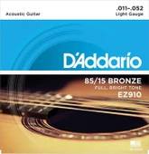 DADDARİO EZ910 AKUSTİK GİTAR TEL SETİ, 85/15 BRONZE, LIGHT GAUGE - 1