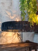 Kara Kedi 65x65 Bohem Avize Rüstik Avize Jüt Avize Doğal Avize Hasır Avize Tavan Aydınlatması thumbnail 1