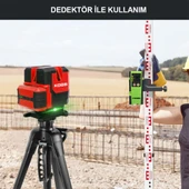 KOBB KBL41GTP 30M 4x90⁰/1x360⁰ Otomatik Hizalamalı Li-ion Çift Akü Profesyonel Yeşil Çizgi Lazer Distomat + Tripod - 7