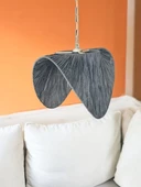 Siyah Baykuş Bohem Avize 50x35cm Hasır Avize Jüt Avize Rüstik Avize Oda Mutfak Salon Avize thumbnail 5