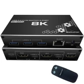 4669 Kumandalı Usb 3.0 4k Hdmi Kvm Switch 2 Port Rj45 Ethernet Pc Kasa Klavye Mouse Çoklayıcı - 1
