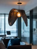 Siyah Baykuş Bohem Avize 50x35cm Hasır Avize Jüt Avize Rüstik Avize Oda Mutfak Salon Avize thumbnail 2