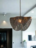 Siyah Baykuş Bohem Avize 50x35cm Hasır Avize Jüt Avize Rüstik Avize Oda Mutfak Salon Avize thumbnail 1