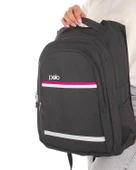 Temel My Polo Sırt Çantası Pembe Beyaz Çizgili Füme 8860 thumbnail 3