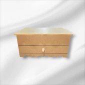 Ahşap-boyanabilir-bölmeli-çekmeceli- Takı-makyaj-aksesuar Dekoratif-çok Amaçlı Organizer Kutu - 2