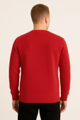 Erkek Üç İp Şardonsuz Sweatshirt Kırmızı - 3
