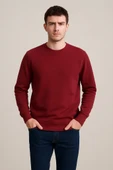 Erkek Üç İp Şardonsuz Sweatshirt Bordo - 2