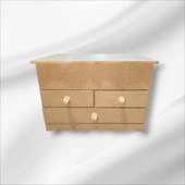 Ahşap-boyanabilir-bölmeli-çekmeceli- Takı-makyaj-aksesuar Dekoratif-çok Amaçlı Organizer Kutu - 2